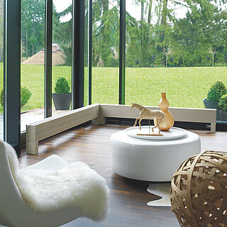 Zehnder_RAD_Radiavector-HY_cream_livingroom_print+web Rendering Zehnder Radiavector Decorative radiator Angled view