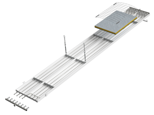 Cut-Out Zehnder ZFP Heating and cooling ceiling system Angled view