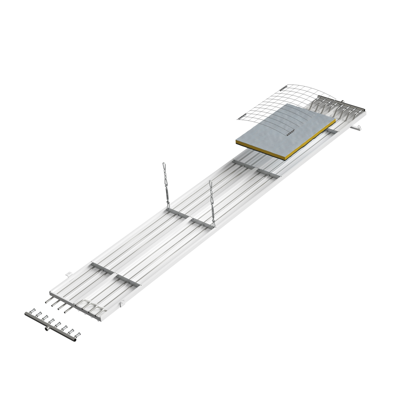 Cut-Out Zehnder ZFP Heating and cooling ceiling system Angled view