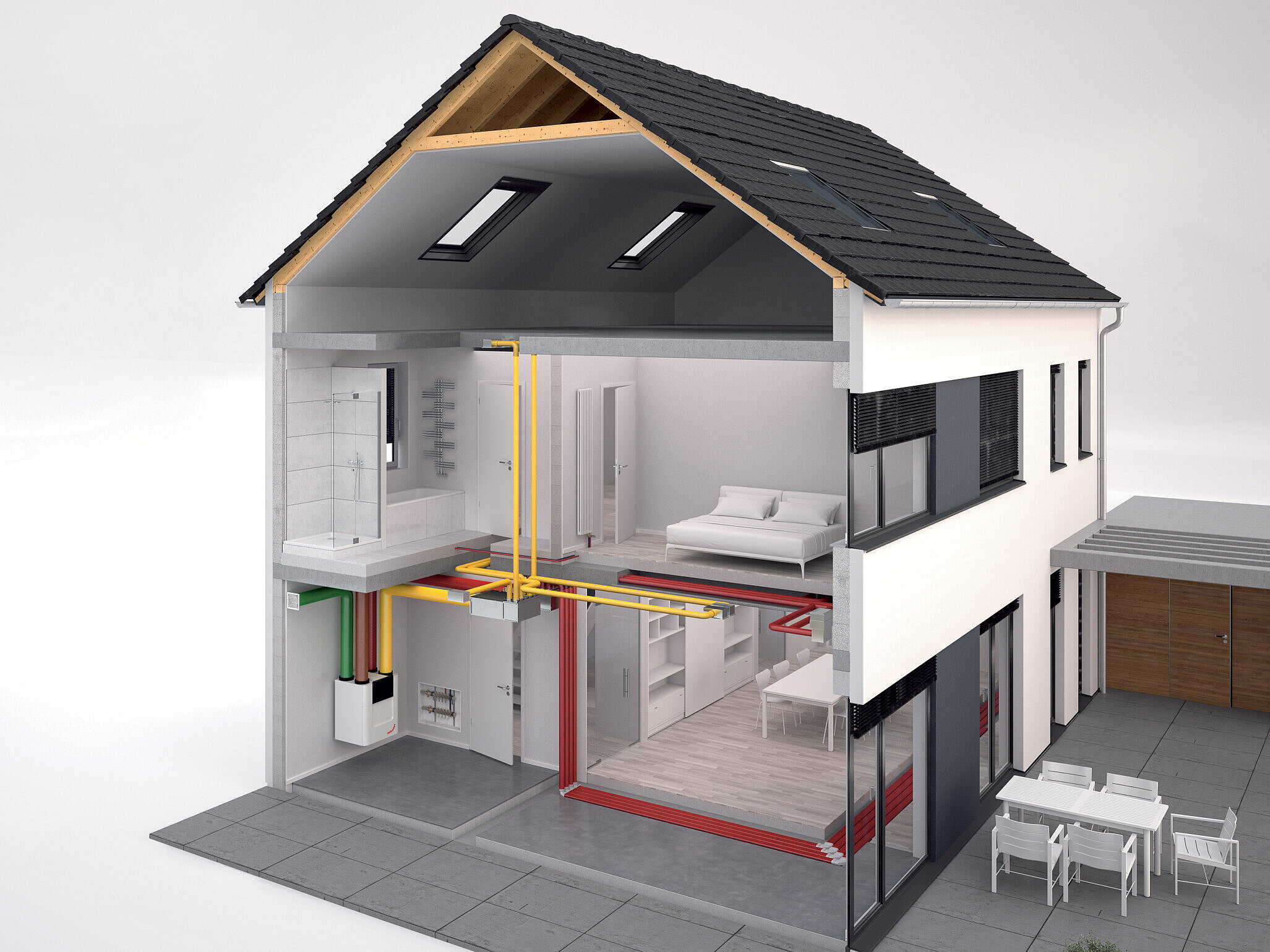 Graphique de la maison avec système de ventilation