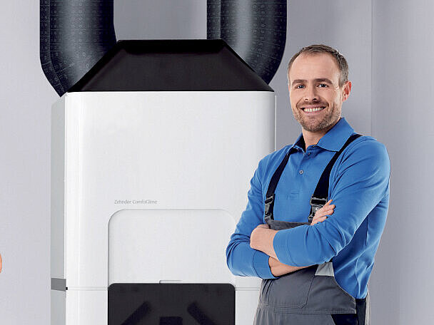 zehnder milieubild comfoclime lufttemperierung mit installateur