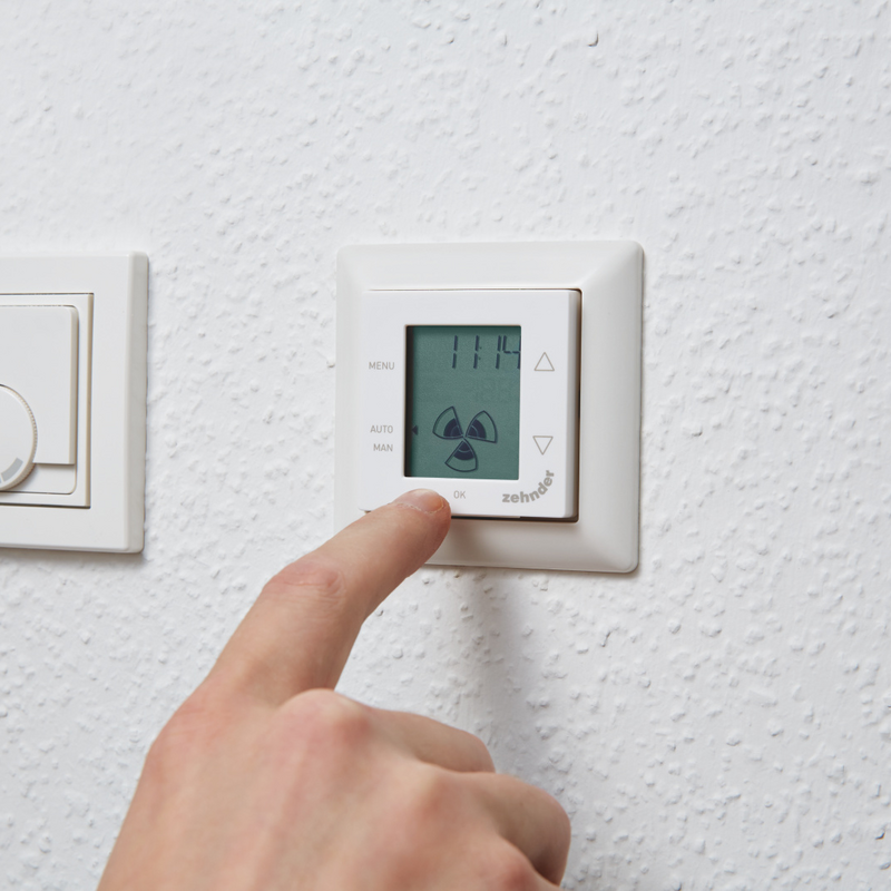 Interrupteur du panneau de commande Zehnder ComfoSense mural à actionner avec le doigt